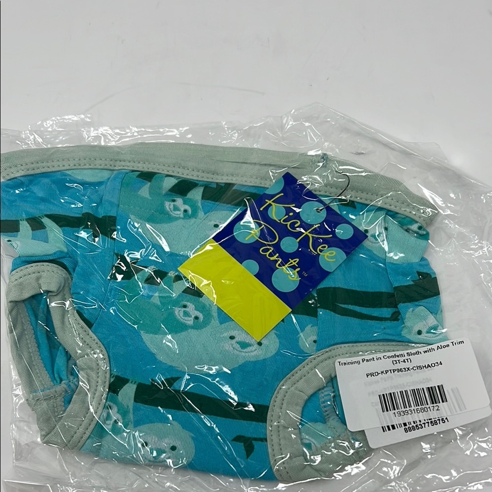 Kickee Pants Kids' Blue Sloth Print Underwear bamboo 3/4T